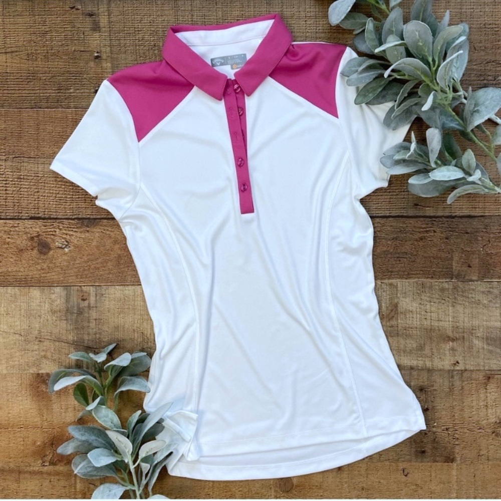 CALLAWAY Opti-Dry White/Dark Pink Athletic TOP